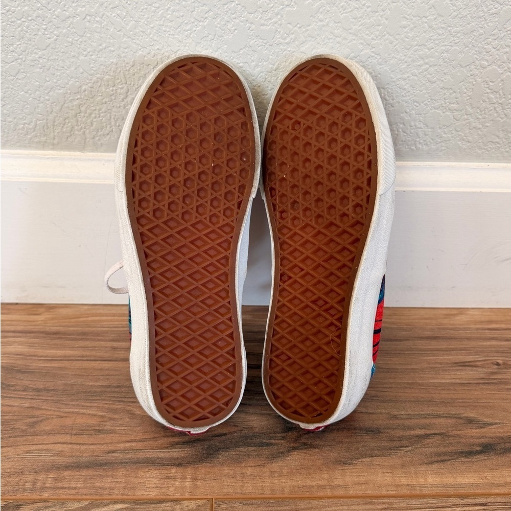 Vans Classic Low Lace Up Red and Teal Tropical Palm Tree Canvas Sneakers Size 7 - Picture 6 of 7